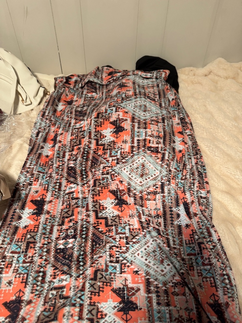 Women's Coral Aztec Maxi Skirt